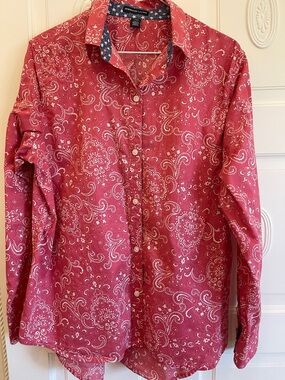 American Living Rust Red Paisley Button-Down Shirt